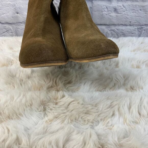 BP Tandem Lea Brown Suede Leather Heeled Booties Size 10M - Picture 4 of 9